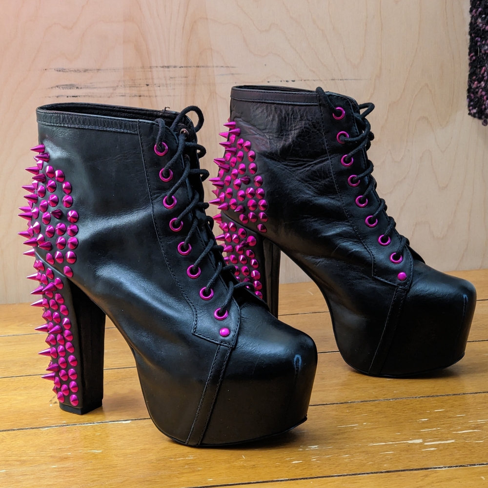 Jeffrey Campbell Pink Spiked Platform Boots
